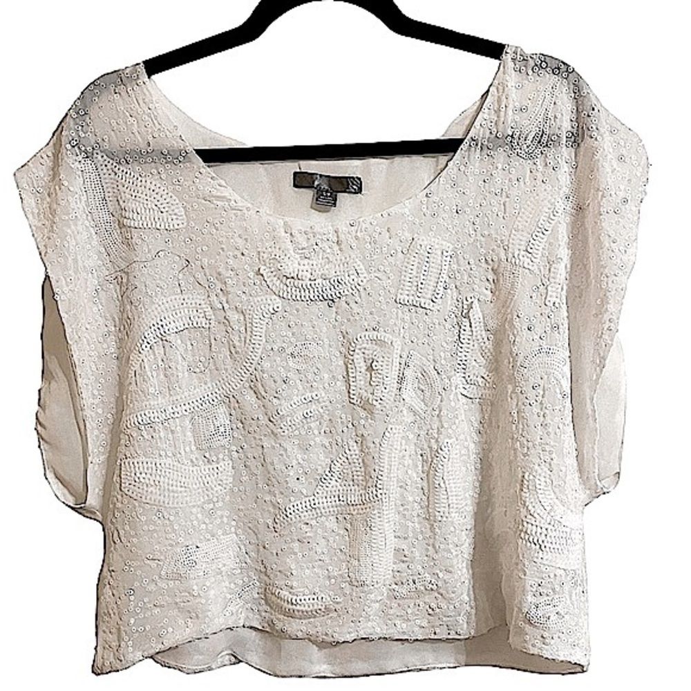 Love 21 Matte White Sequined Crop Top Size Small Swiftie